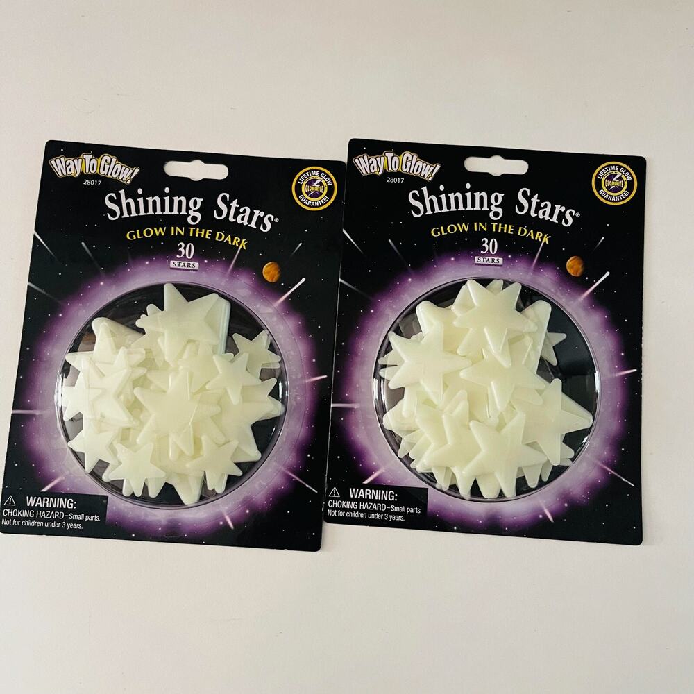 60pcs Way to Glow Shining Star GLOW IN THE DARK Stars Space Dark Sky Fun Age 5+